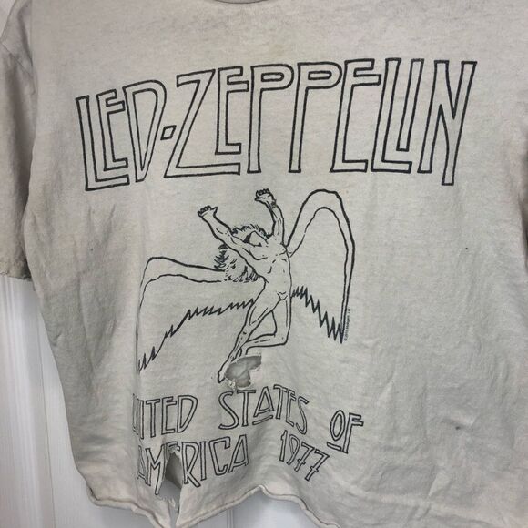 Led Zeppelin United States of America 1977 tour distressed crop tee shirt - Picture 3 of 15